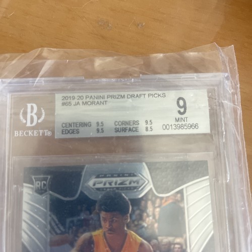 JA MORANT 2019 PANINI PRIZM 1ST GRADED 10 ROOKIE CARD RC #65 BECKETT 9 - Picture 2 of 3