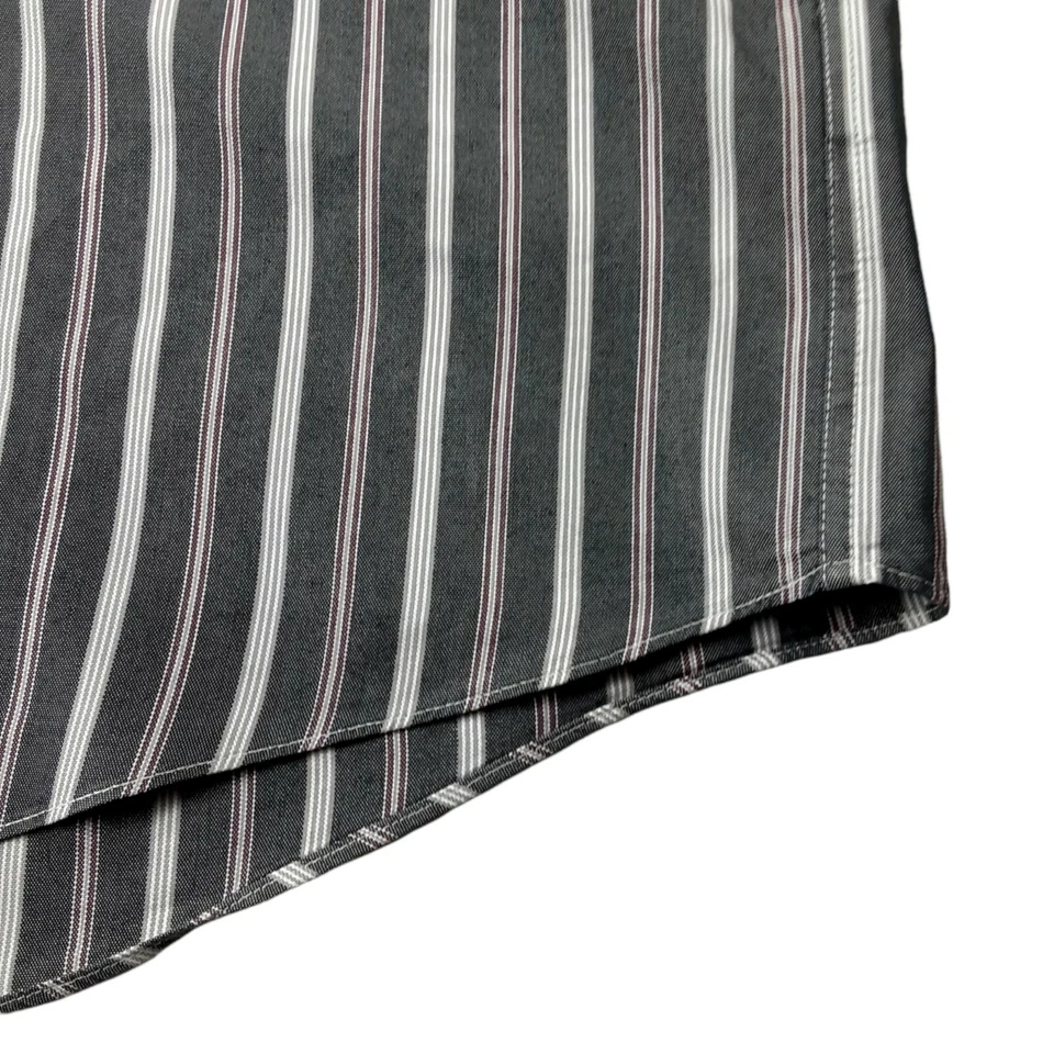 Stafford Essentials Blazer Shirt 17 Stripe Button Down Long Sleeve Gray Red - Image 2 of 4