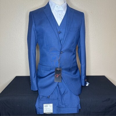 Mens Vitali Three Piece Suit Vested M3090-COLBY Royal Blue