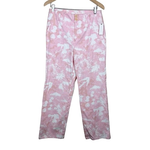 Pantalone donna Anthropologie rosa rosa tie dye stampe Jamie taglia 8 nuovo con etichette - Foto 1 di 13