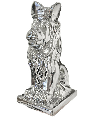 SILBER GLITZERNDER LÖWE TIGER DEKORATION FIGUR CHROMOPTIK ORNAMENT BLING UK