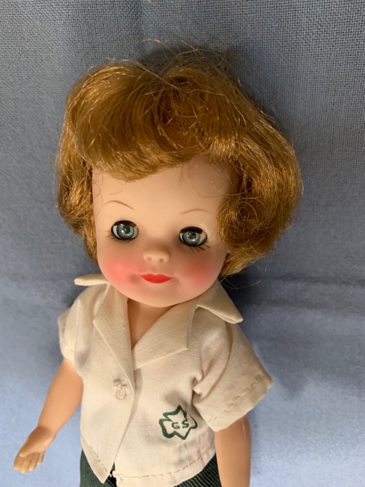 1965 Girl Scout USA Effanbee 8" Marked Doll+Camp UniformRooted Hair