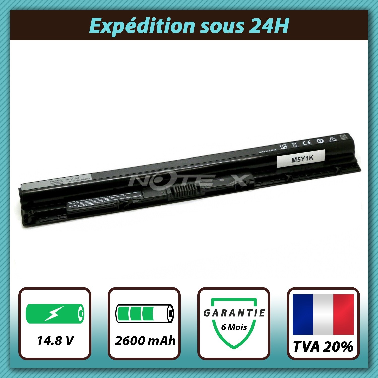 Batterie PC Dell WKRJ2 14.8V accumulateur lithium de secours 2600mAh