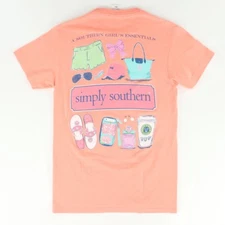 Simply Southern Girl's Essentials Solid T-Shirt Peach Women's S