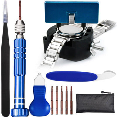 12PCS Watch Repair Kit Watch Battery Replacement Tool Kit Watch Back RemoverTool