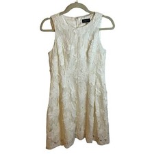 TAHARI FLORAL APPLIQUÉ DRESS WOMENS