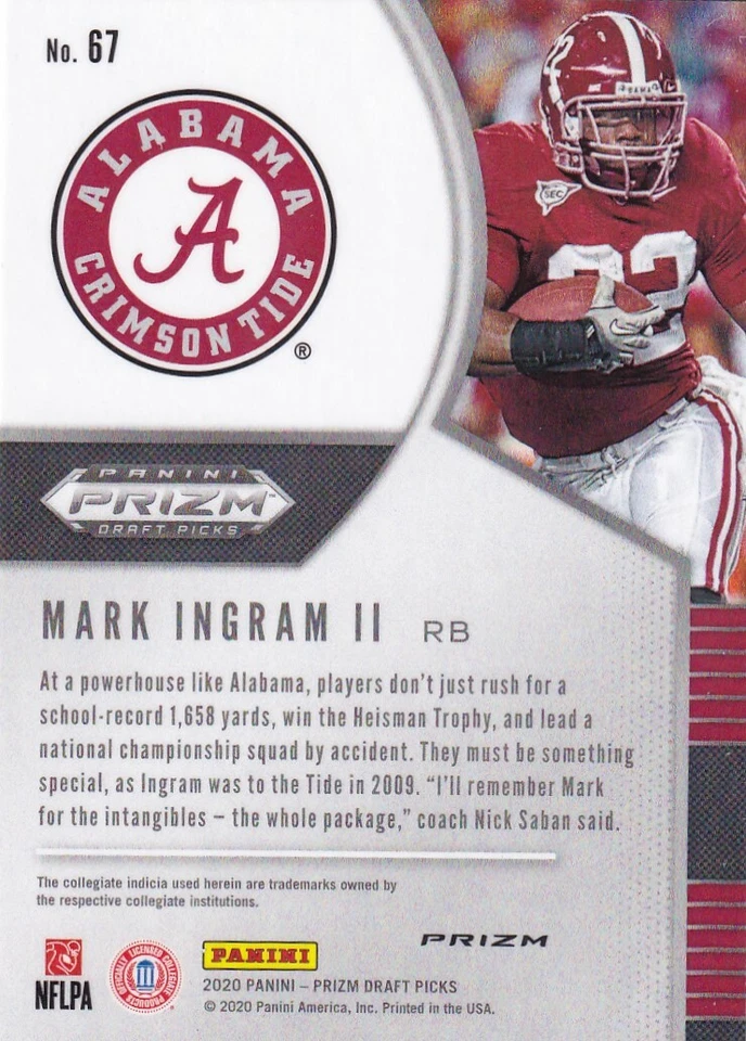 2020 PRIZMS SILVER MARK INGRAM II BALTIMORE RAVENS DRAFT PARALLELS - H1520 - Image 2 of 2