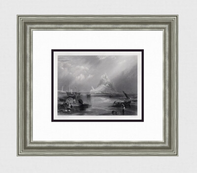 William TURNER 1800s Engraving ''St. Michael's Mount, Cornwall'' FRAMED Signed COA