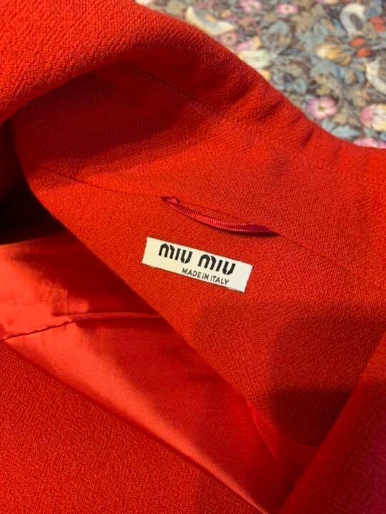 miumiu long coat size M red length 103 cm drop shoulder