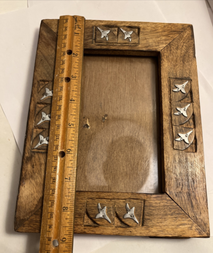 Cornice portafoto tinto in legno di fienile rustico massello 9x 6 3/4" cabina di campagna - Foto 4 di 9