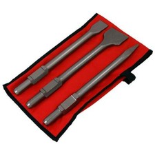 3PC SDS Jack Hammer Chisel Set Pointed & 2 Flat Bits And Wrap Up Case (CT2807)