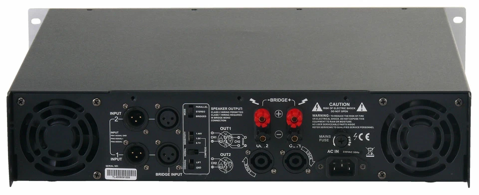 Amplificatore finale DJ PA Amplifier Disco Stereo Amp 19" installazione rack 2 x 1000W - Immagine 3 di 4