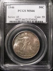 1946 Walking Liberty Half Dollar PCGS MS66 (4162) Toned.