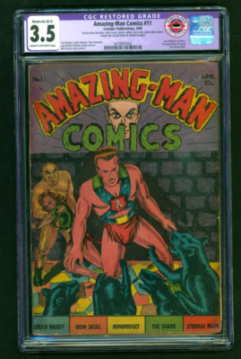 Amazing Man #11, 1940 CGC 3.5 VG - Bill Everett Carl Burgos Centaur scarce