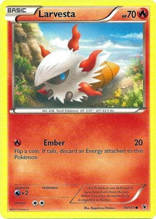 Pokemon Noble Victories Common Card - Larvesta 19/101