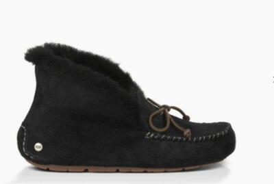 NWB UGG Australia Alena Sheepskin Black Moccasin Slipper 5