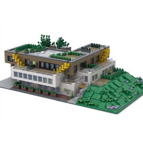 MOC: Villas Apartment Architecture on a Hill Modular Building 2089 Pieces - Picture 2 of 4