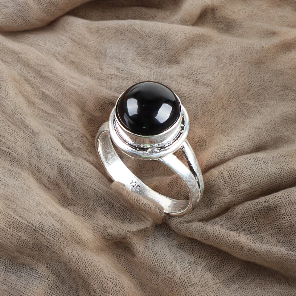 Black Tourmaline Gemstone 925 Sterling Silver Ring Handmade Jewelry Ring Gift - Image 2 of 3