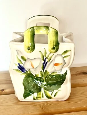BASSANO KERAMIK VASE TISCHVASE SCHÖNES BLUMEN MOTIV 22CM HOCH NEU - Bild 1 von 4