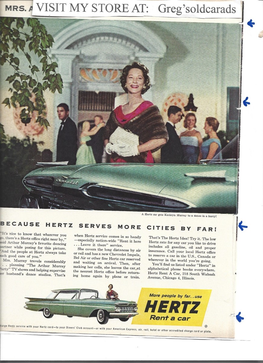 ’s Effects BoR 1959 (週末特価) 1959 Chevrolet featured in a Hertz vintage print ad w/ Mrs. Arthur