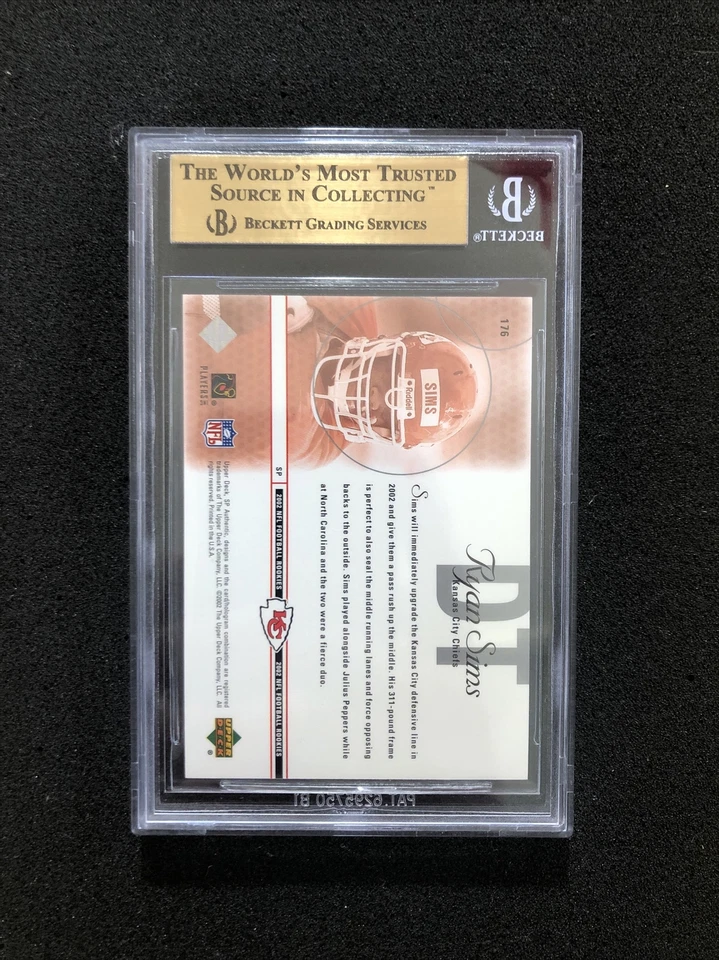 2002 Upper Deck SP Authentic RYAN SIMS #176 BGS 9.5 💎 ROOKIE 💎 0345/1150 - Image 2 of 2