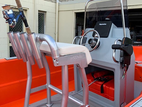 Dolphin Pro2 T Top Anodized Blue Canopy + Leaning Post + 85QT 96H Fishing Cooler