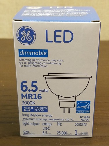 GE LAMP LED 6.5W 12V MR16 93222 Dimmable 3000K, 520 Lumens Narrow Flood 3 BULBS! - Picture 3 of 11