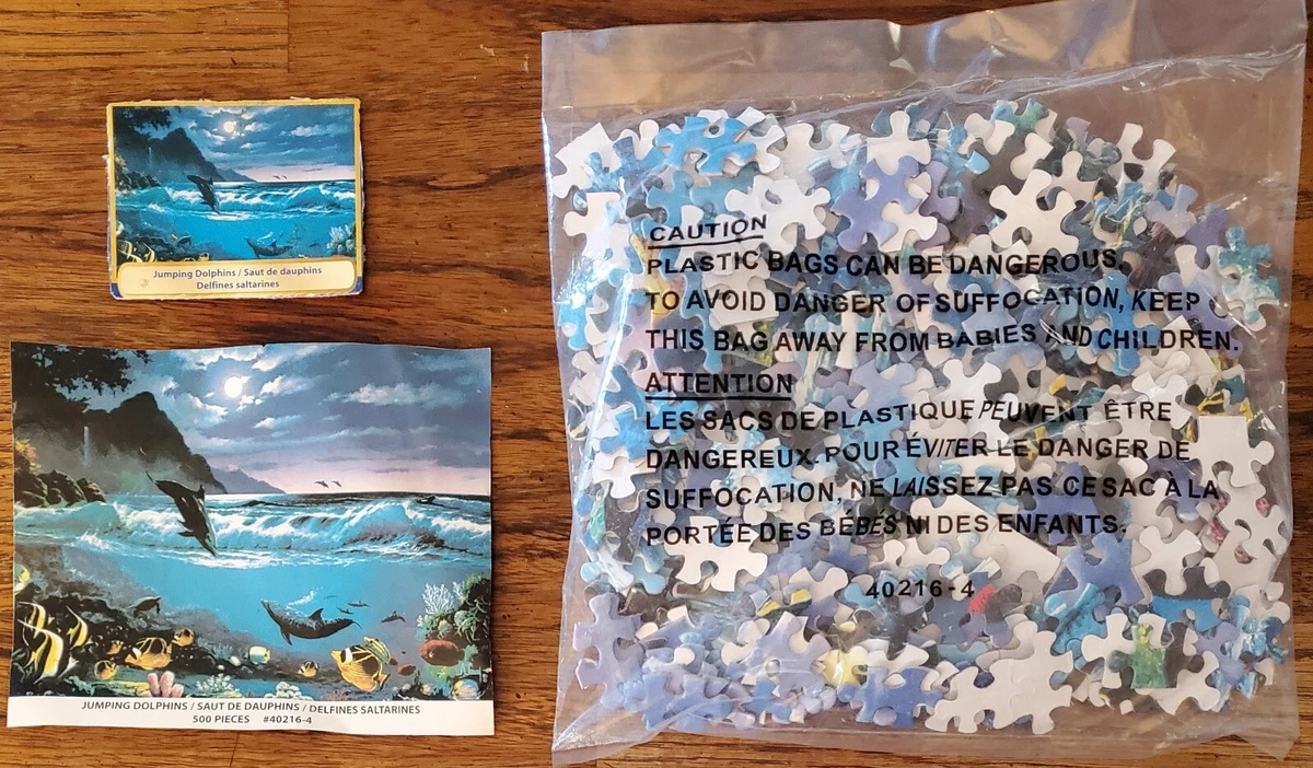 Dlx Jigsaw Puzzle 500 Pieces Sure Lox 47322 Sealed Bag Jumping Dolphins 40216 4