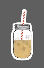 Iced Coffee Sticker Mason Jar Waterproof Caffeine Gift NEW