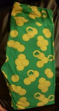 LuLaRoe TC2 Leggings St Patrick's Day Gold Coins Shamrocks