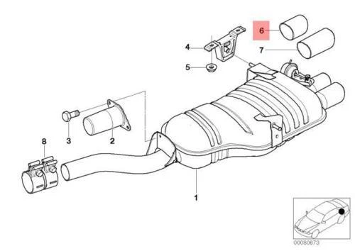 NEW BMW E46 CABRIO COUPE SEDAN RIGHT CHROME EXHAUST PIPE 7501092 