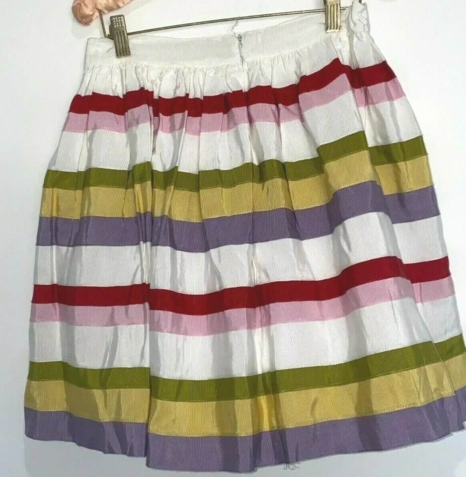 MONNALISA   ITALY MULTI COLOR GROSGRAIN RIBBON STRIPE FULL SKIRT 152 12 SWEET 🌸 - Image 4 of 4
