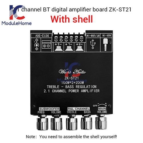 ZK-ST21 100W+100W+200W 2.1 Channel Bluetooth Digital Power Subwoofer Amplifier - Picture 15 of 24