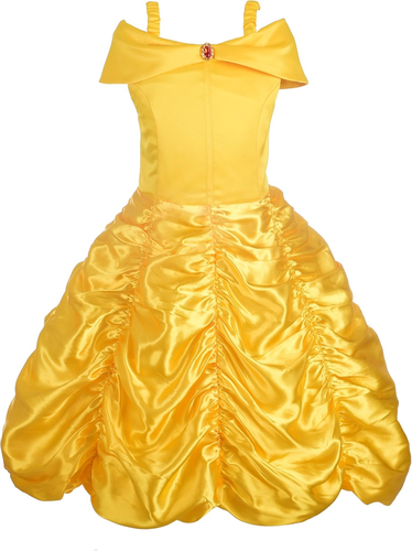 Girls' Princess Yellow Gold Ball Gown Birthday Party Fancy Dress up Halloween Co