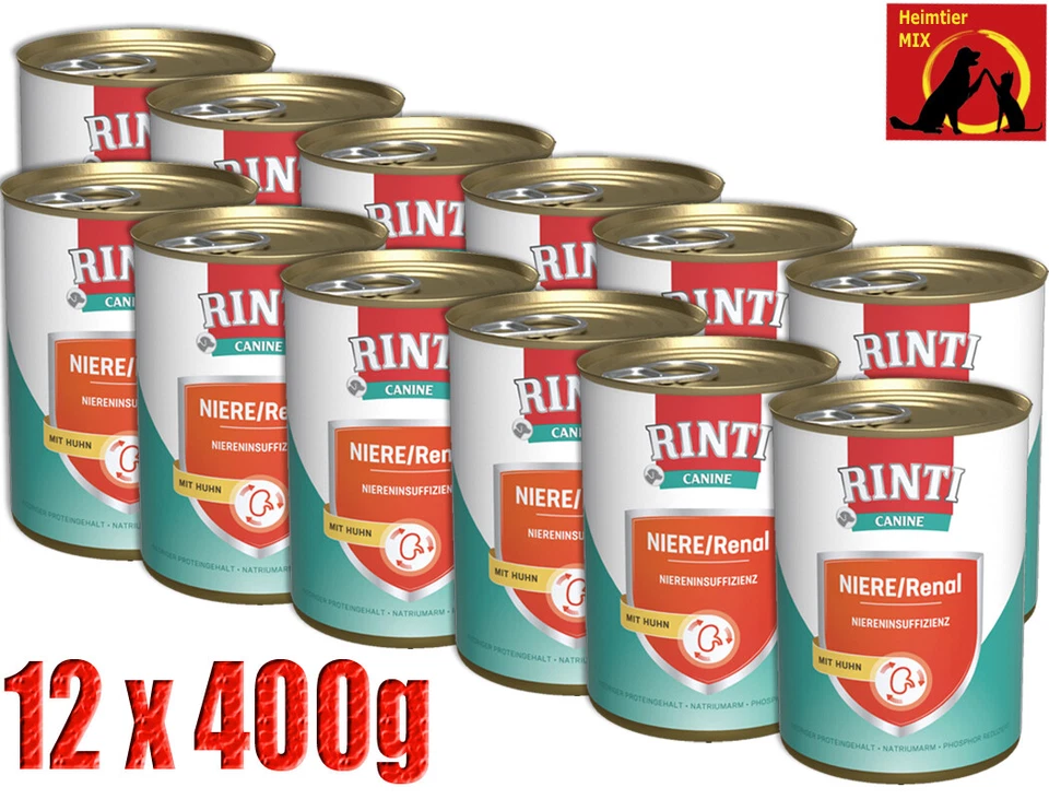 Rinti Canine Niere Renal Huhn 12x400g Diätfutter Unterstützung d. Nierenfunktion