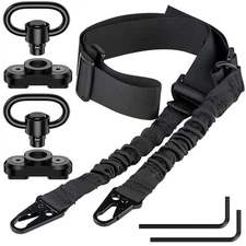Tactical 2 Point Sling Rifle Adjustable Gun Sling Standard Strap with Metal Hook