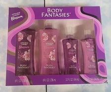 Body Fantasies Japanese Cherry Blossom 4 Pc Fragrance Bodywash Lotion Gift Set