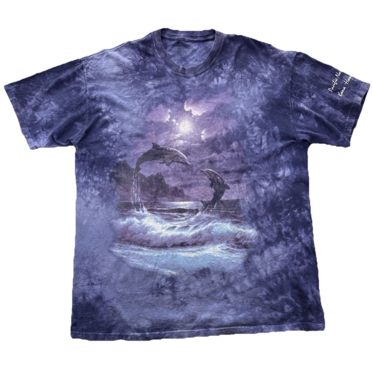The Mountain Dolphin Ocean T Shirt Men's XL Purple Tie Dye Wildlife Nature AOP