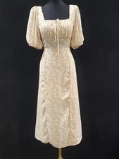 Sienna Sky Womens Floral Milkmaid Midi Dress Size M Cream Coquette Cottagecore