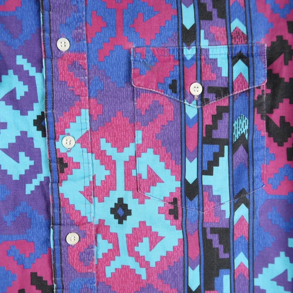 Vintage 90s Wrangler Western Shirt Mens 16-34 Long Sleeve Aztec Cowboy Cut - Image 4 of 4
