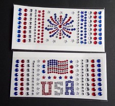 Face Gems 4th July Red, Silver  Blue Rhinestone 2 sticker sheets