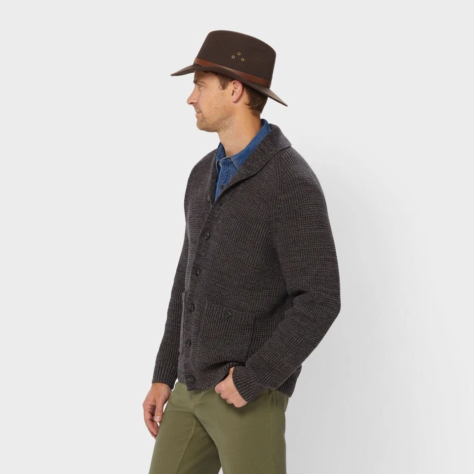 Men's Burly Retirement Shawl Collar Waffle Cardigan | Heavy Knit Sweater Jacket - Image 4 of 4