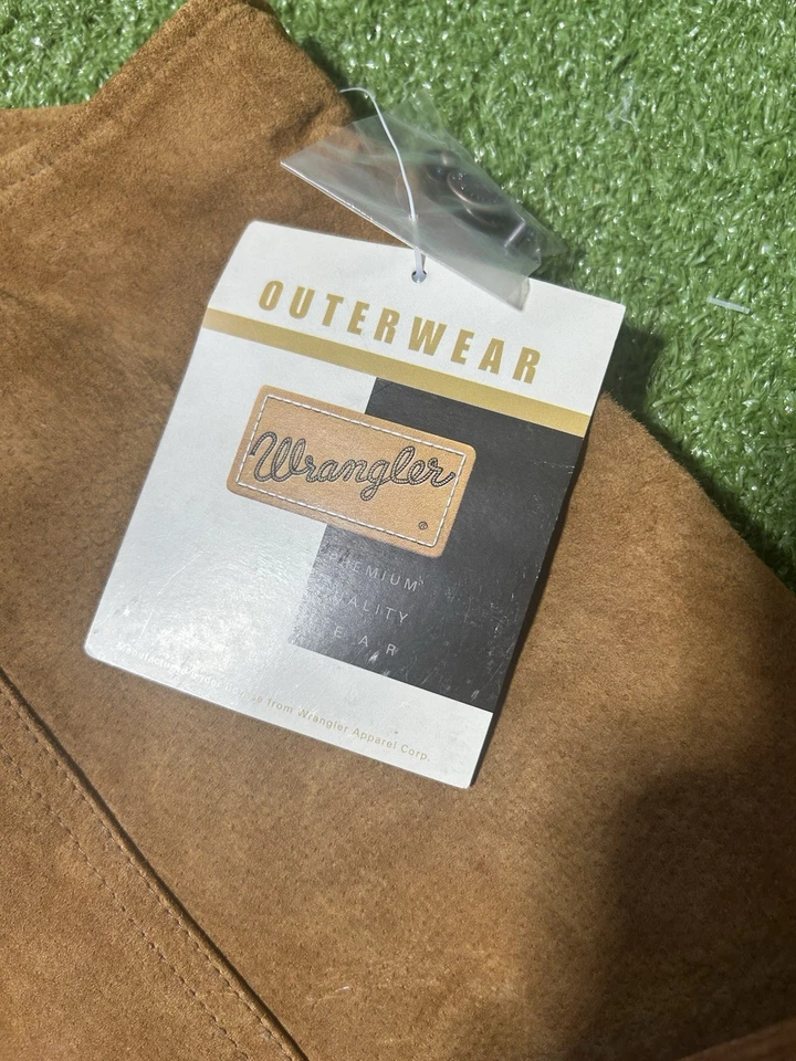 复古牧马人外套皮革背心棕色牛仔西部男式大号全新 — 第 2/4 张图片