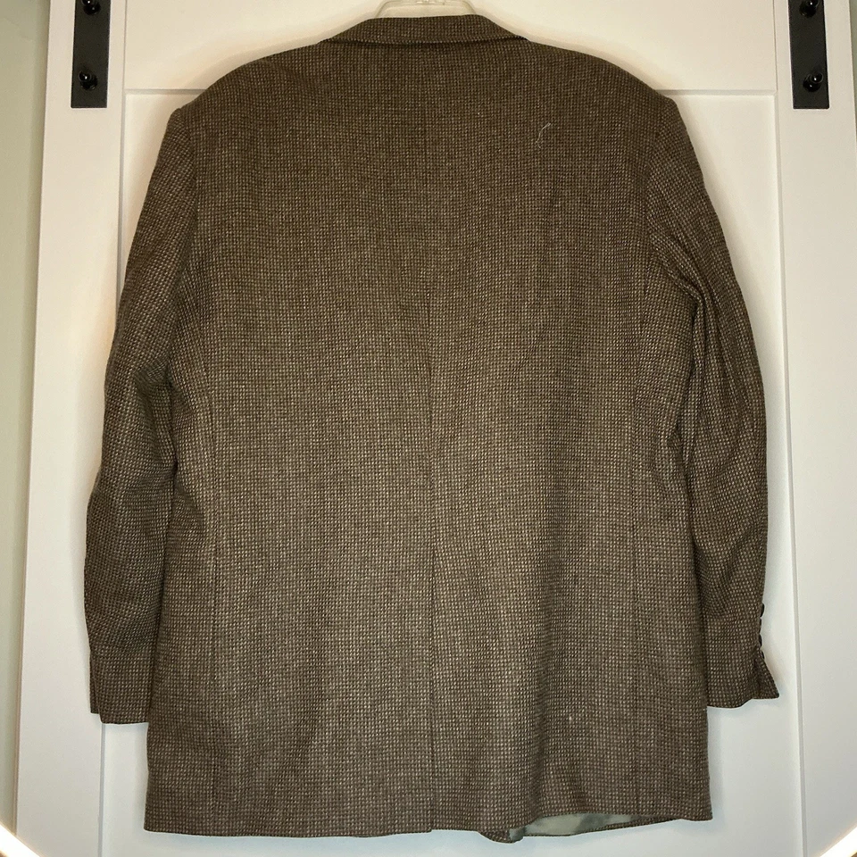 Blazer de Colección Lands End Para Hombres 46L Marrón Lana Espiga Tweed Chaqueta Dinero Antiguo EE. UU. Foto 2 de 4