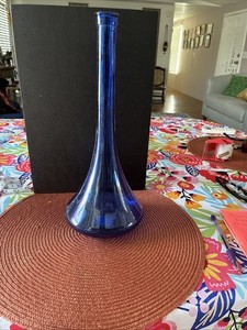 Vintage Cobalt Blue Glass Bottle 13"x 6"