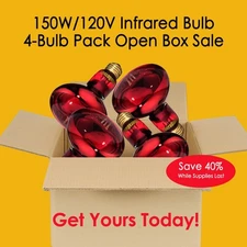 120V/150W Near Infrared Bulb Small Form - Pack of 4 - Open Box