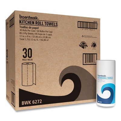 Boardwalk 6272 11'' x 9'' 2-Ply Kitchen Roll Towel - White (30/Carton) New