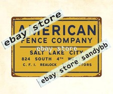 AMERICAN FENCE CO. UTAH building materials outdoor supply tin sign