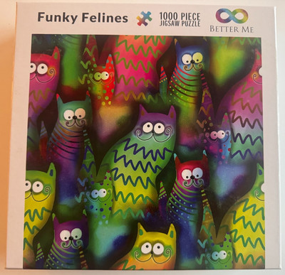 Better Me 1000 Piece Jigsaw Puzzle - Funky Felines - Colorful Patterned Cats