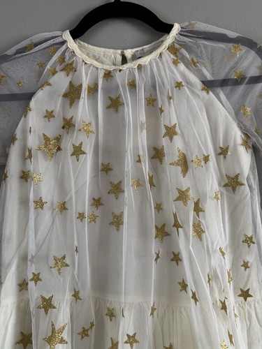 Stella McCartney White Gold Stars Tulle Dress Girls Size 8 NWT Fairy Princess - Picture 3 of 8